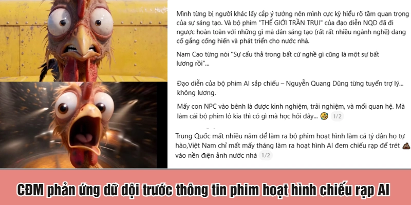 CĐM phản ứng dữ dội trước thông tin phim hoạt hình chiếu rạp AI