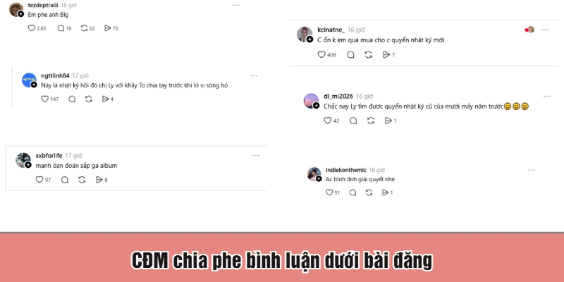 CĐM chia phe bình luận dưới bài đăng