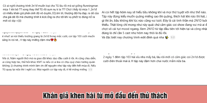 Khán giả khen hài từ mở đầu đến thử thách
