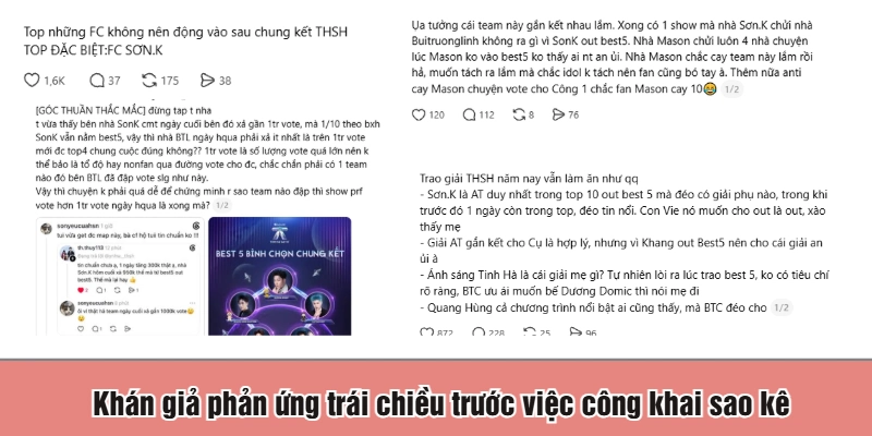 Khán giả phản ứng trái chiều trước việc công khai sao kê
