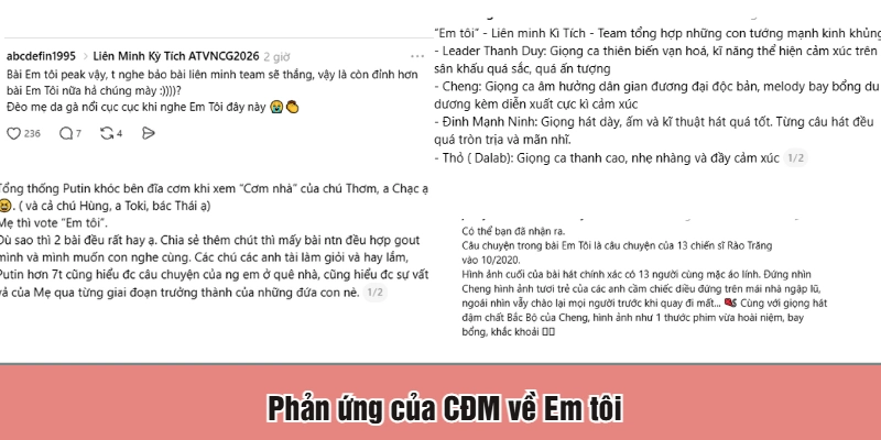Phản ứng của CĐM về Em tôi