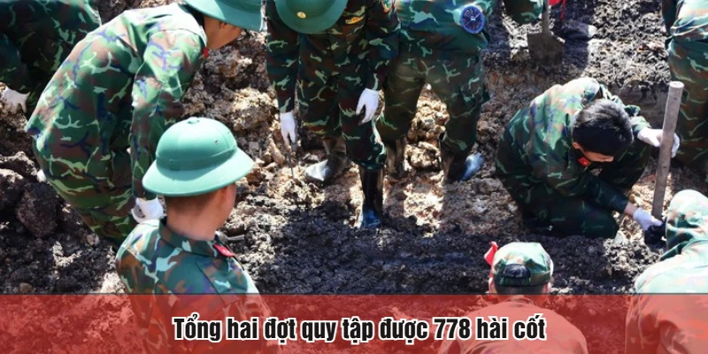 Tổng hai đợt quy tập được 778 hài cốt